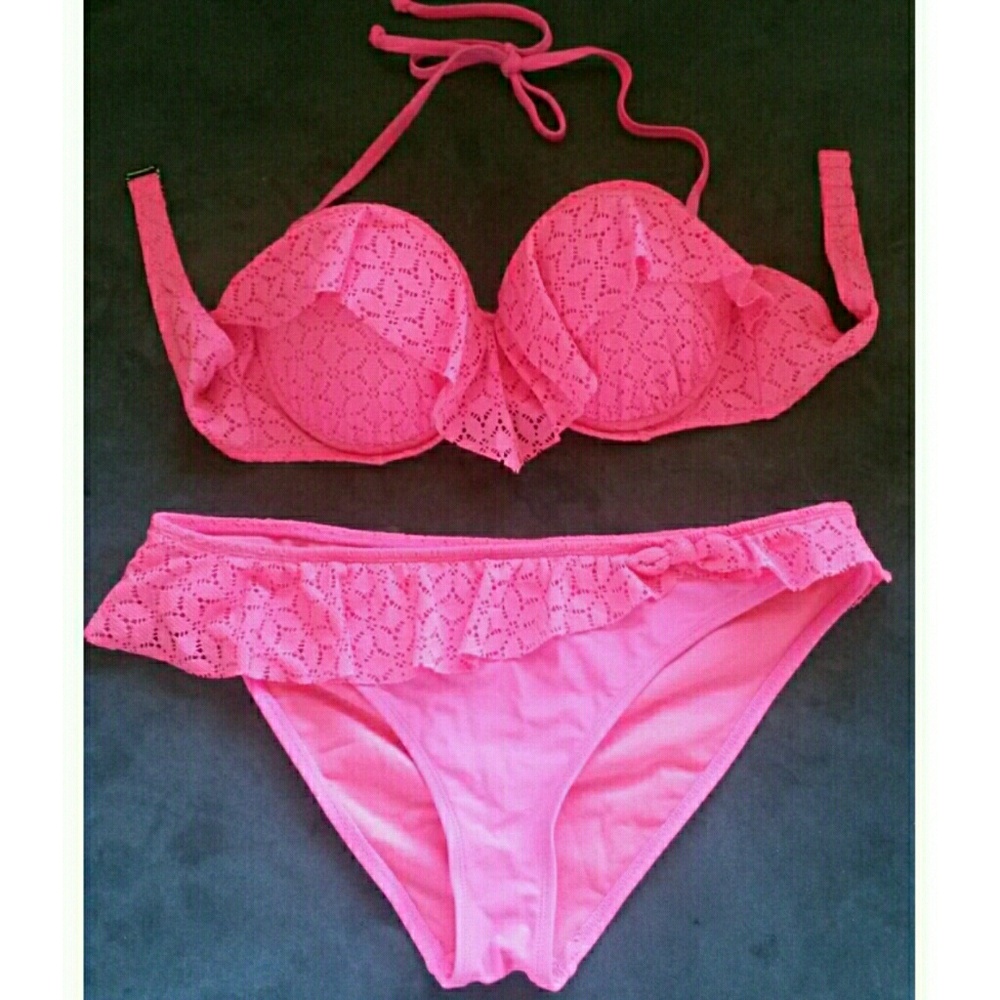 Hot Pink Two Piece Bikini Bathing Suit